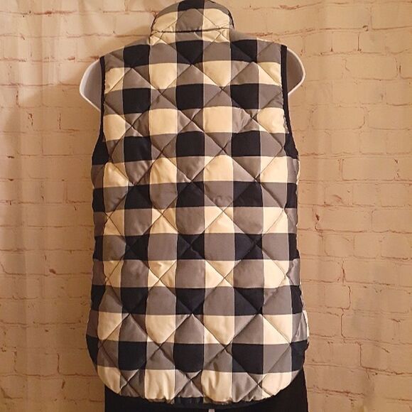 NWOT J.Crew "Excursion" Down Fill Quilted Vest Navy/Ivory Buffalo Check XXS/sz.0 - Picture 6 of 8